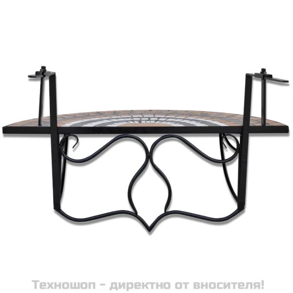 Висяща балконска маса, теракота и бяло, мозайка