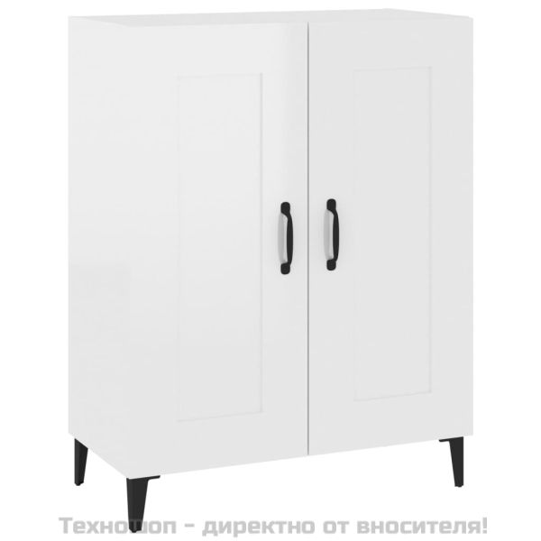 Сайдборд, бял гланц, 69,5x34x90 см, инженерно дърво