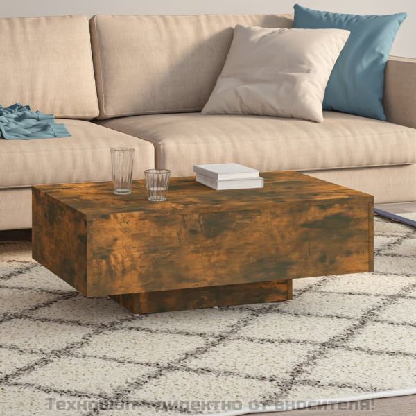 Маса за кафе, опушен дъб, 85x55x31 см, инженерно дърво