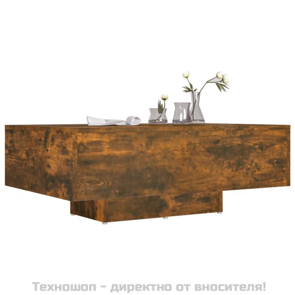 Маса за кафе, опушен дъб, 85x55x31 см, инженерно дърво