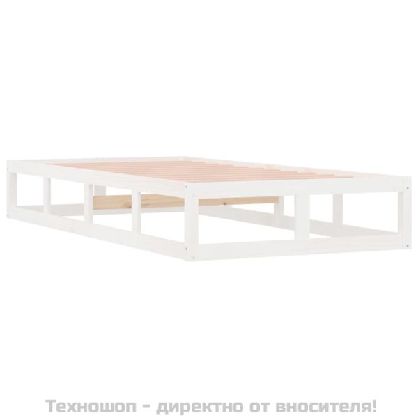 Рамка за легло, бяла, 90х200 см, масивно дърво