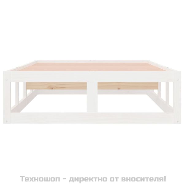 Рамка за легло, бяла, 90х200 см, масивно дърво
