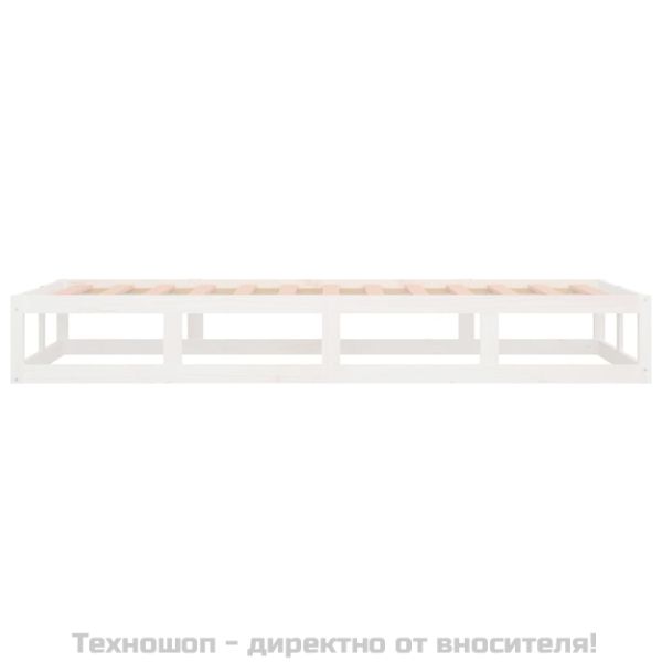 Рамка за легло, бяла, 90х200 см, масивно дърво