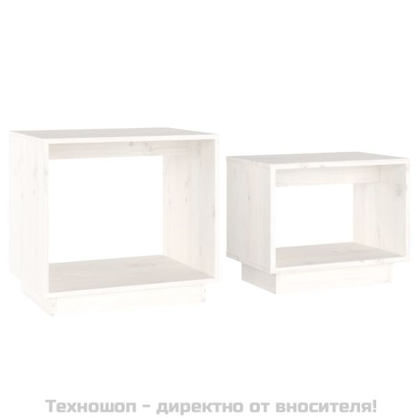 Стифиращи масички за кафе, 2 бр, бели, бор масив