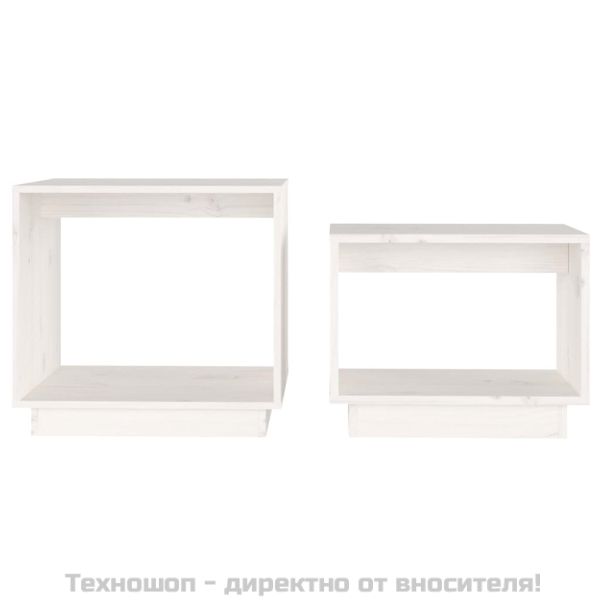 Стифиращи масички за кафе, 2 бр, бели, бор масив
