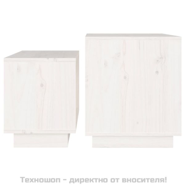 Стифиращи масички за кафе, 2 бр, бели, бор масив