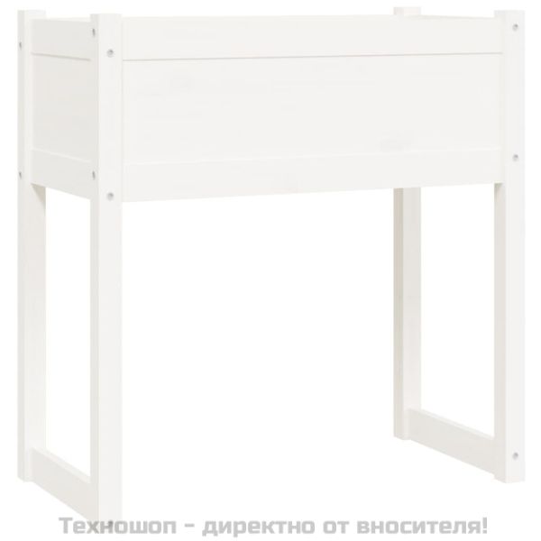 Плантер, бяла, 78x40x81 см, борово дърво масив