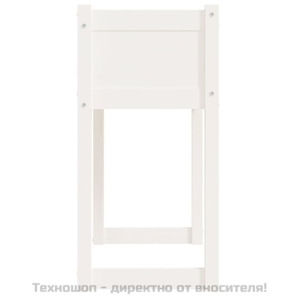 Плантер, бяла, 78x40x81 см, борово дърво масив