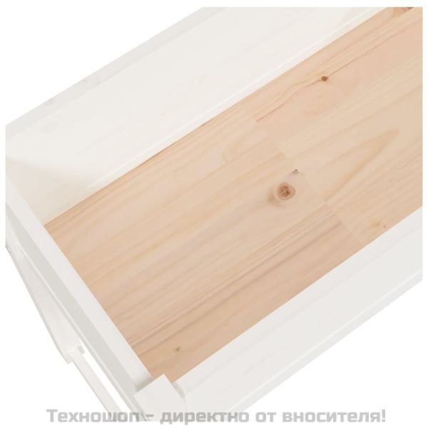 Плантер, бяла, 78x40x81 см, борово дърво масив