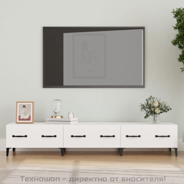 ТВ шкаф, бял, 150x34,5x30 см, инженерно дърво