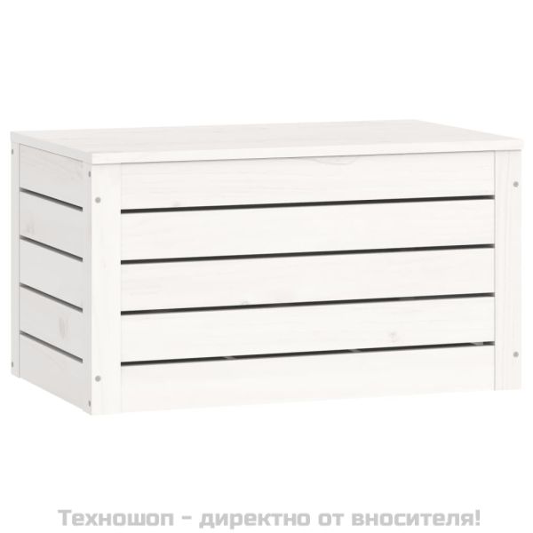 Кутия за съхранение, бяла, 59,5x36,5x33 см, борово дърво масив