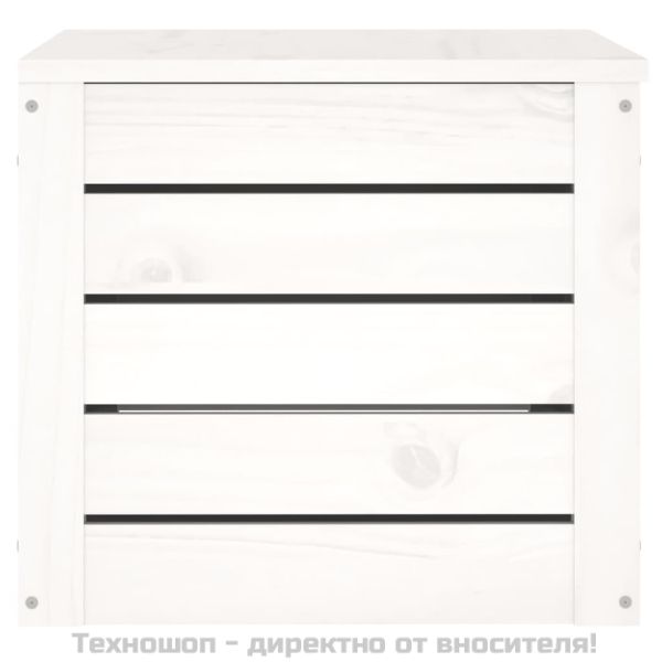 Кутия за съхранение, бяла, 59,5x36,5x33 см, борово дърво масив