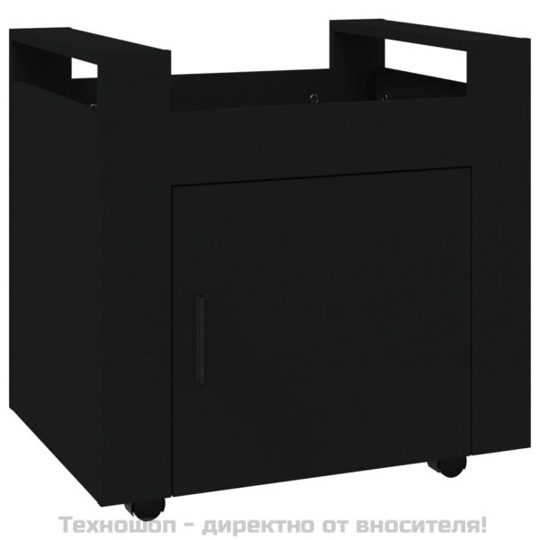 Бюро на колелца, черно, 60x45x60 см, инженерно дърво