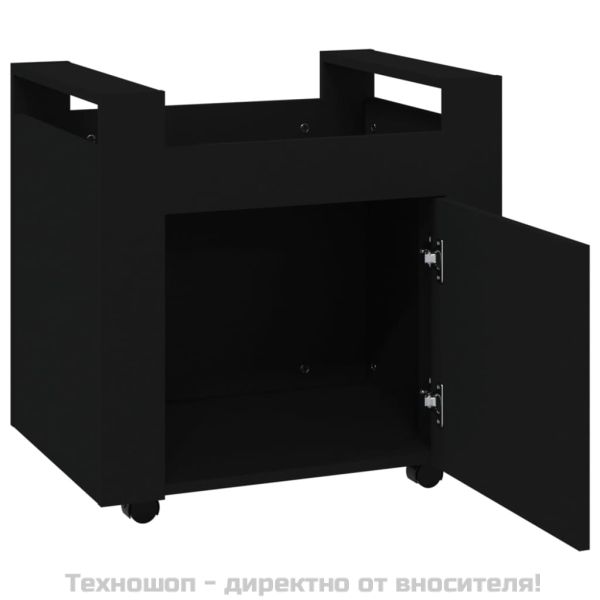 Бюро на колелца, черно, 60x45x60 см, инженерно дърво