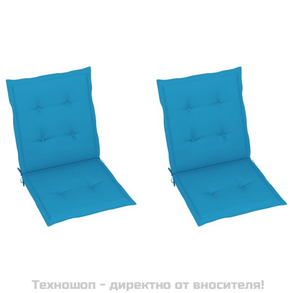 Възглавници за столове 2 бр сини 100x50x3 см Оксфорд плат