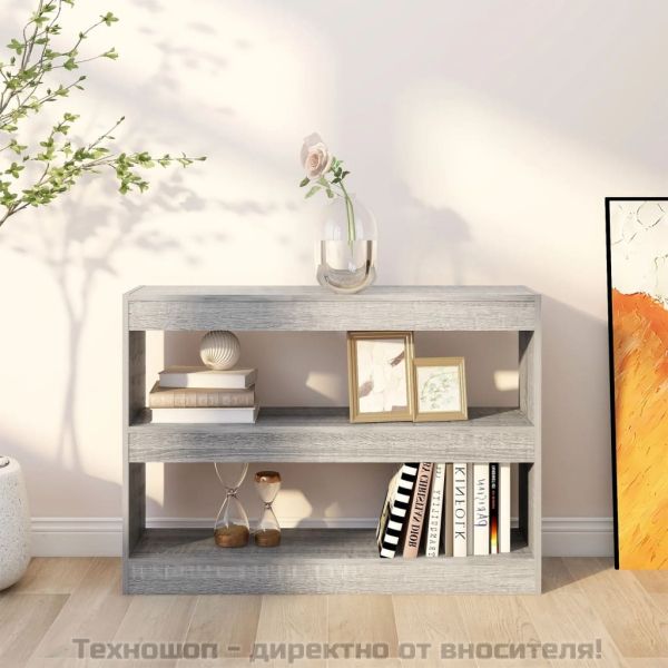 Библиотека/разделител за стая, сив сонома, 100x30x72 см