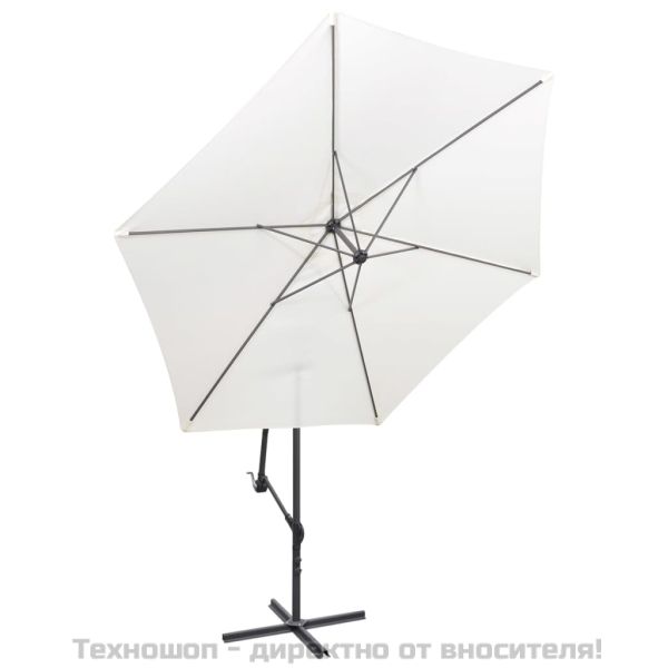 Конзолен градински чадър 3 м пясъчнобял