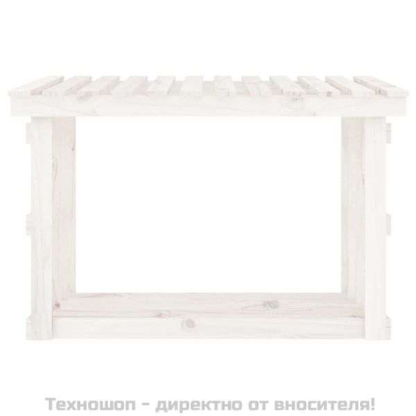 Поставка за дърва за огрев, бяла, 108x64,5x77 см, бор масив
