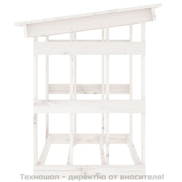 Поставка за дърва за огрев, бяла, 108x64,5x77 см, бор масив