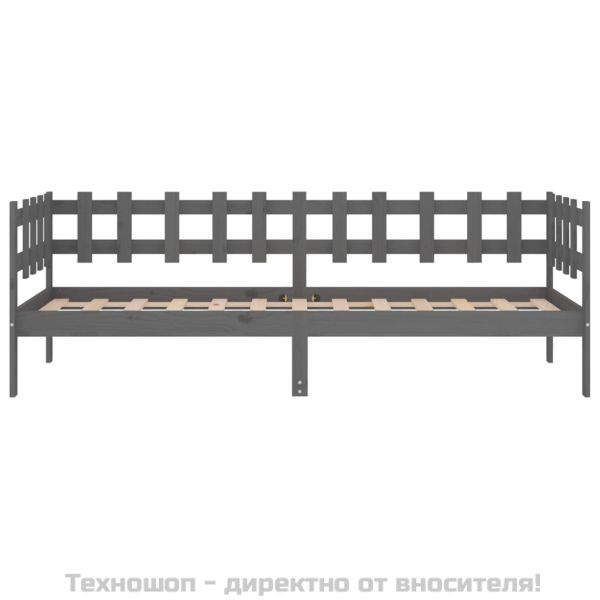 Дневно легло, сиво, борово дърво масив, 90x200 см
