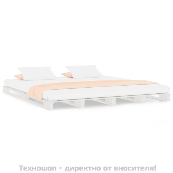 Легло от палети бяло 120x190 см бор масив сива Small Double