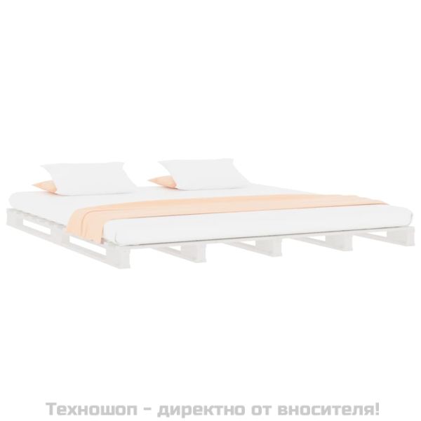 Легло от палети бяло 120x190 см бор масив сива Small Double