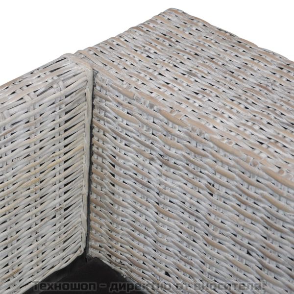 2-местен диван с възглавници, сив, естествен ратан