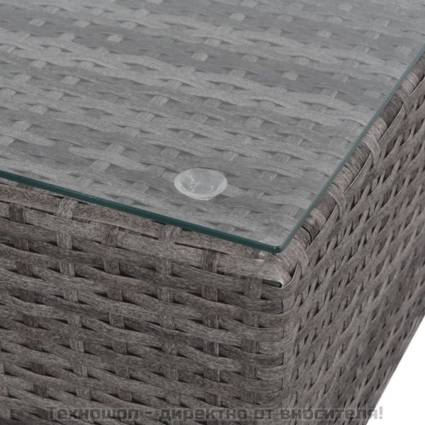 Градински комплект с възглавници, 6 части, полиратан, сив