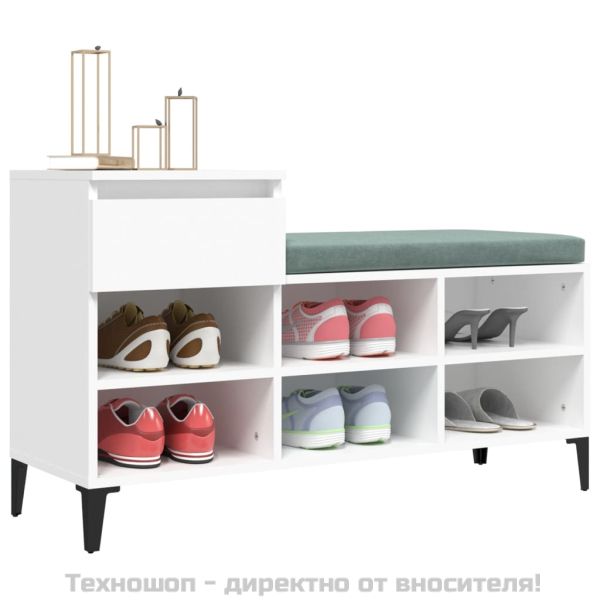 Шкаф за обувки, бял, 102x36x60 см, инженерно дърво