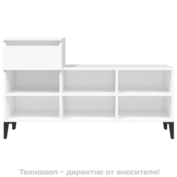 Шкаф за обувки, бял, 102x36x60 см, инженерно дърво