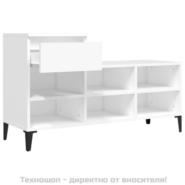 Шкаф за обувки, бял, 102x36x60 см, инженерно дърво