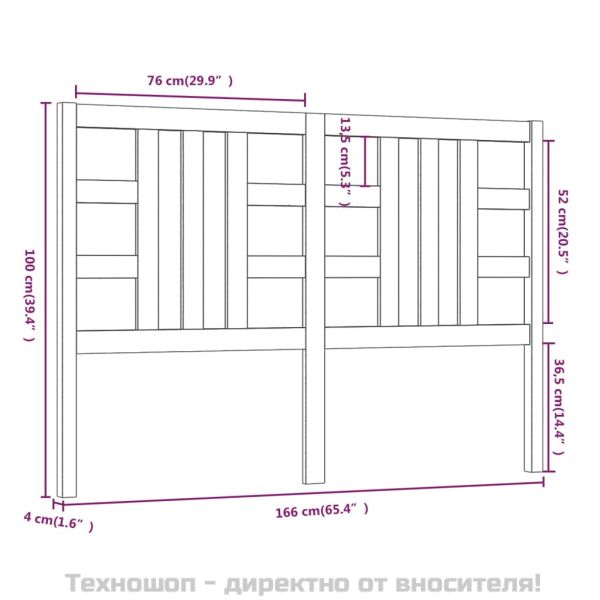 Горна табла за легло, 166x4x100 см, бор масив