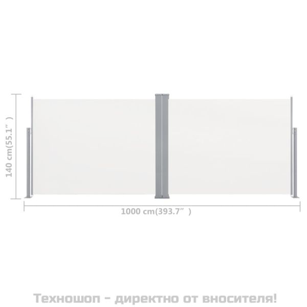 Прибираща се странична тента, кремава, 140x1000 см