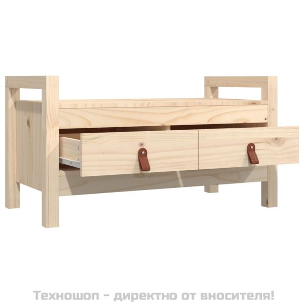 Пейка за антре, 80x40x43 см, борово дърво масив
