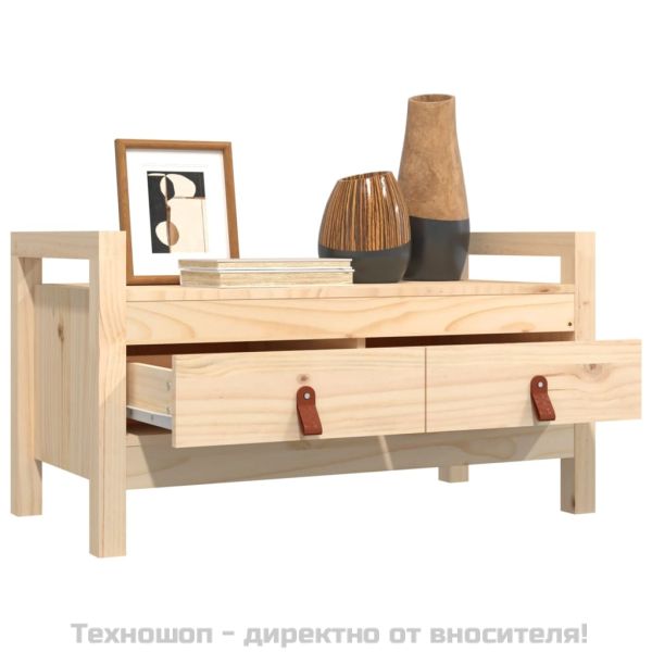 Пейка за антре, 80x40x43 см, борово дърво масив