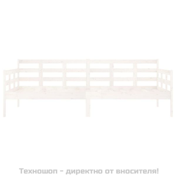 Дневно легло без матрак, бял, борово дърво масив, 90x200 см