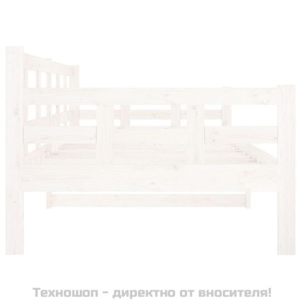 Дневно легло без матрак, бял, борово дърво масив, 90x200 см