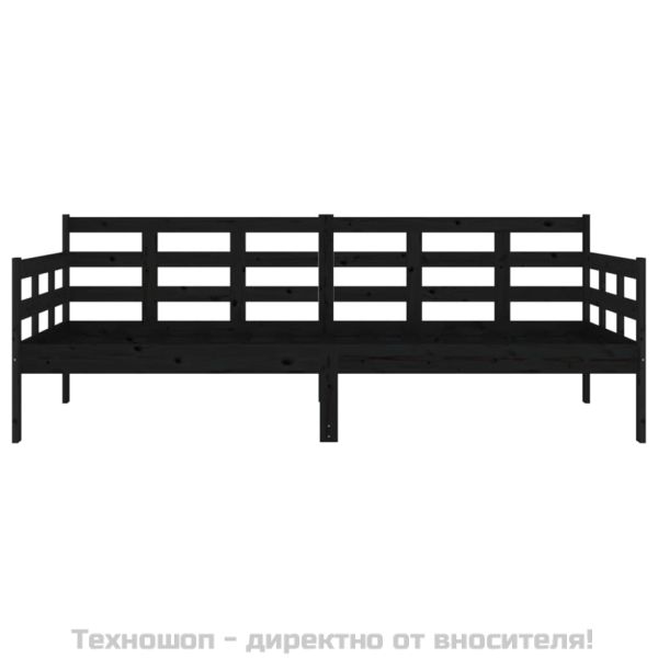 Дневно легло, черно, борово дърво масив, 90x190 см