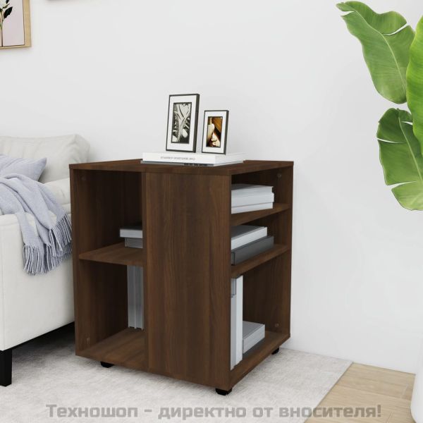 Шкаф с колелца, кафяв дъб, 60x53x72 см, инженерно дърво