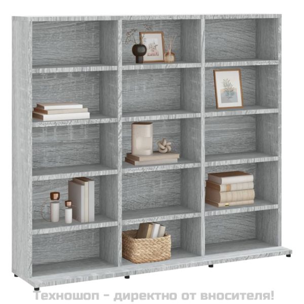 Етажерка за дискове сив сонома 100x23x89,5 см инженерно дърво