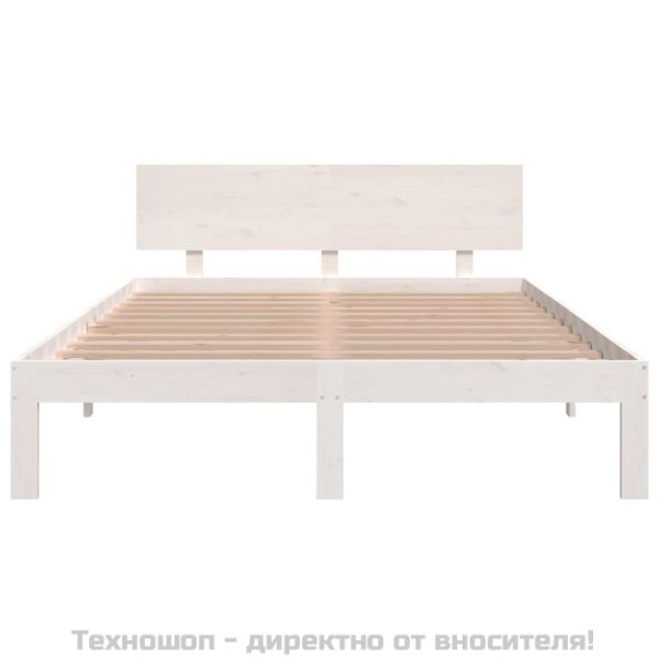Рамка за легло, бяла, дърво масив, 150x200 cм, King Size