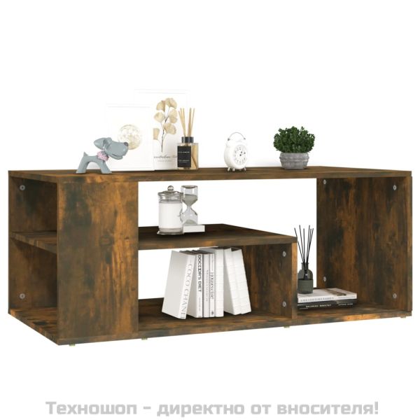 Кафе маса, опушен дъб, 100x50x40 см, инженерно дърво