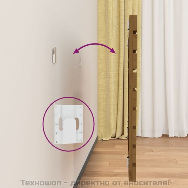 Стенна табла за спалня, меденокафява, 206x3x63 см, бор масив