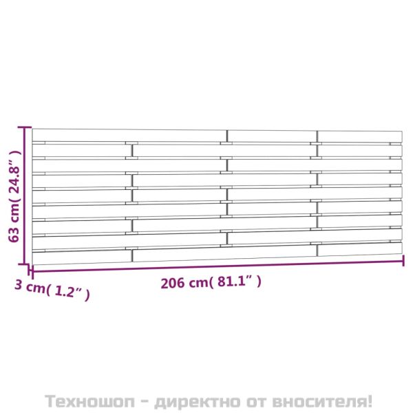Стенна табла за спалня, меденокафява, 206x3x63 см, бор масив