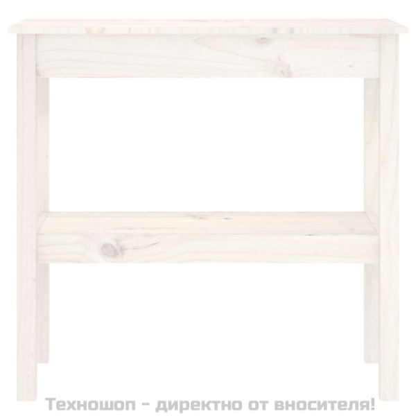 Конзолна маса бяла 80x40x75 см борово дърво масив