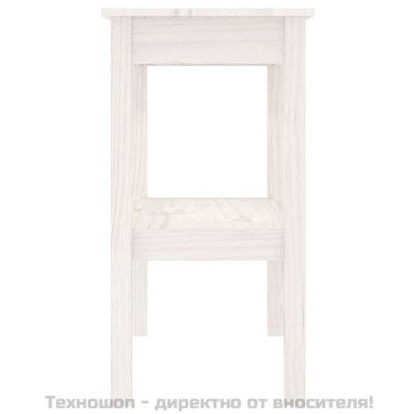 Конзолна маса бяла 80x40x75 см борово дърво масив