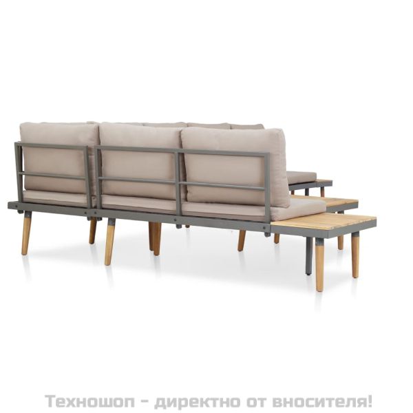 7-местен градински комплект с възглавници, акация масив, кафяв