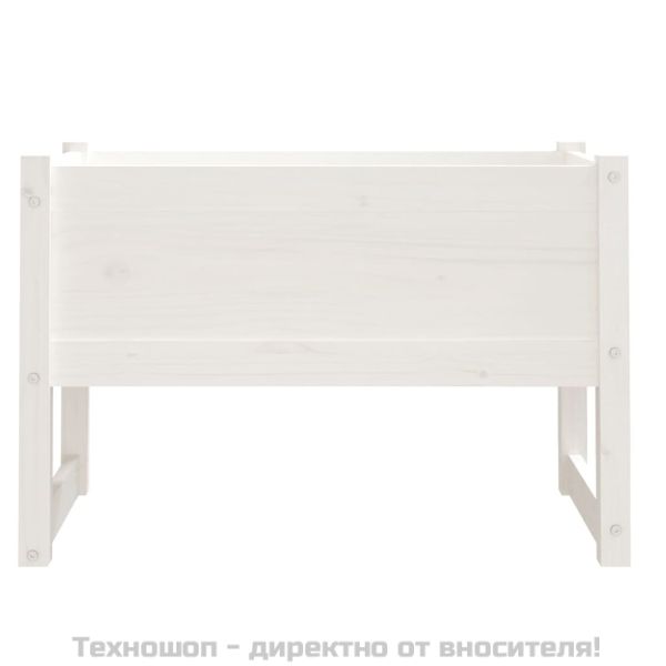 Плантер, бяла, 78x40x52 см, борово дърво масив