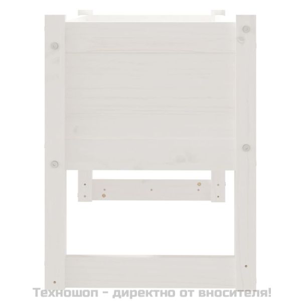 Плантер, бяла, 78x40x52 см, борово дърво масив