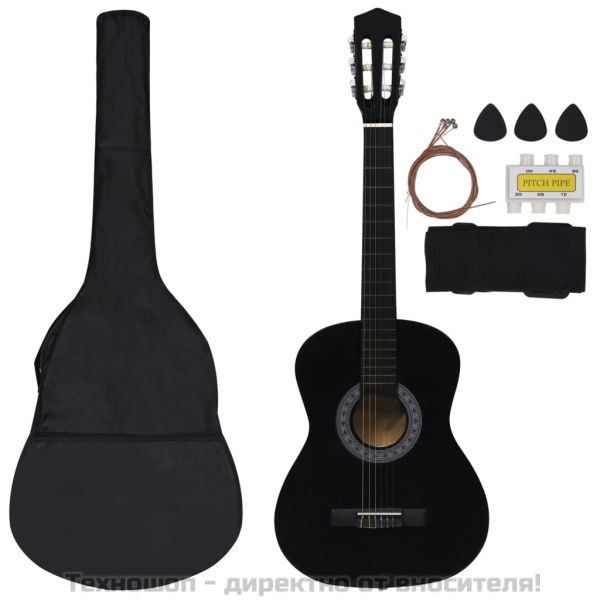 Комплект класическа китара за начинаещи 8 части черен 3/4 36"